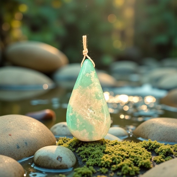 Teardrop BIG Beautiful Turquoise Pendant - Picture 3 of 3